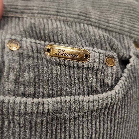 Lauren Ralph Lauren Green Label Gray Corduroy Pants Straight Leg Women's Size 10 - Picture 4 of 11